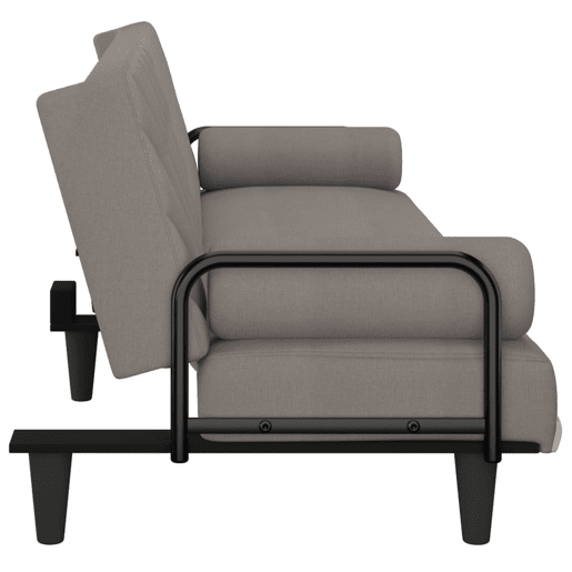 vidaXL Sofá-cama com apoio de braços tecido cinzento-acastanhado vidaXL Sofá-cama com apoio de braços tecido cinzento-acastanhado