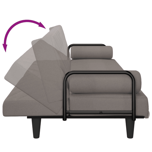 vidaXL Sofá-cama com apoio de braços tecido cinzento-acastanhado vidaXL Sofá-cama com apoio de braços tecido cinzento-acastanhado