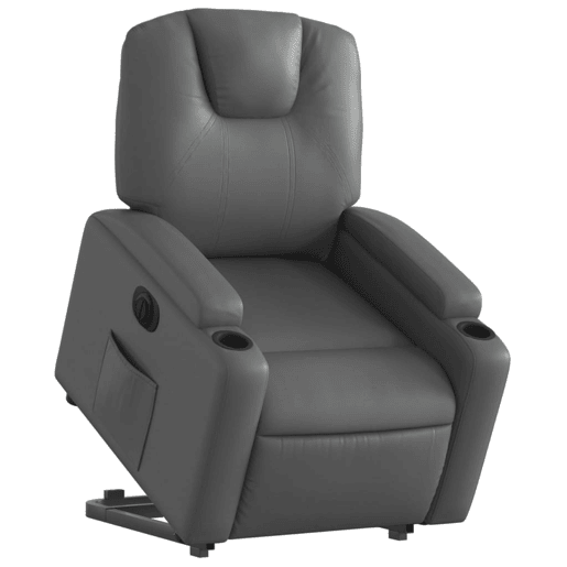vidaXL Poltrona reclinável elevatória elétrica couro artif. cinzento vidaXL Poltrona reclinável elevatória elétrica couro artif. cinzento