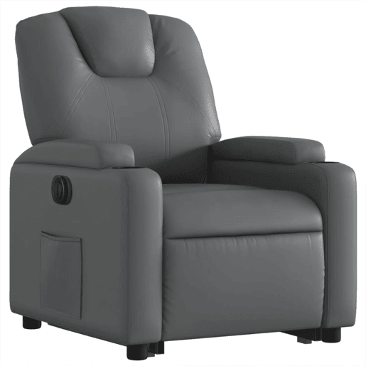 vidaXL Poltrona reclinável elevatória elétrica couro artif. cinzento vidaXL Poltrona reclinável elevatória elétrica couro artif. cinzento