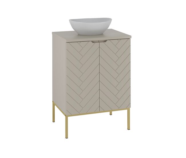 Mueble lavabo individual 60cm 2 puertas sobre patas daria cachemira