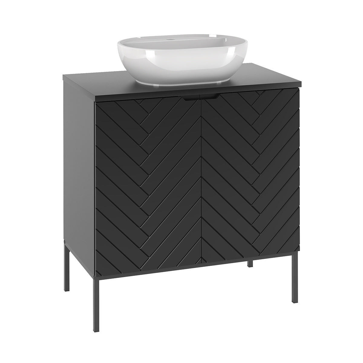 mueble lavabo individual 80cm 2 puertas sobre patas daria negro