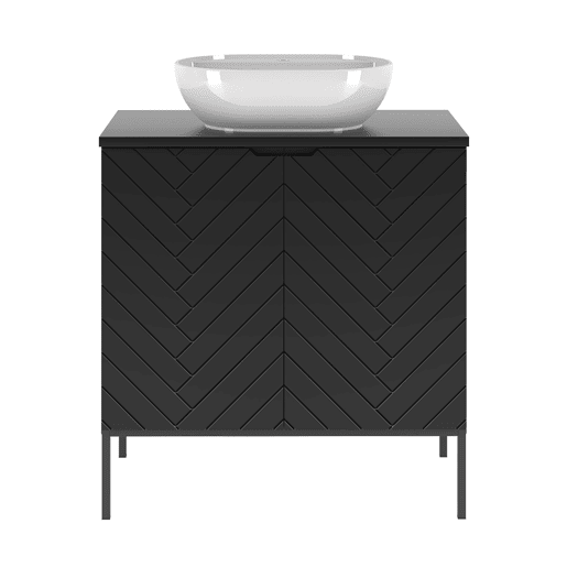 Móvel lavatório simples 80cm 2 portas pés Daria Preto