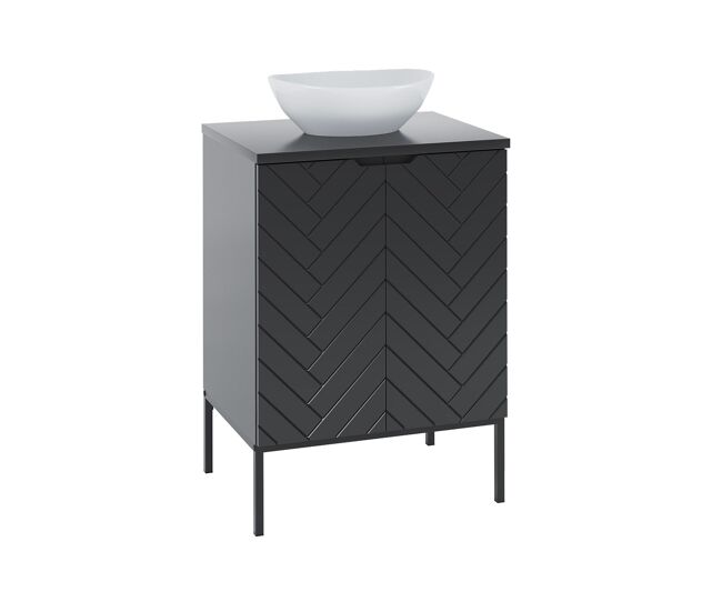 Mueble lavabo individual 60cm 2 puertas sobre patas daria negro