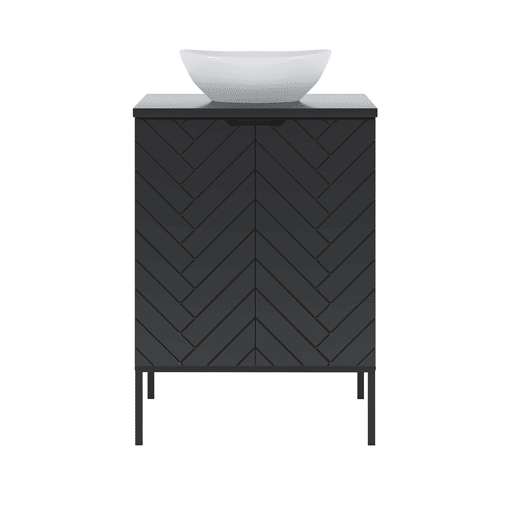 Móvel de lavatório simples 60cm com pés Daria Preto Móvel de lavatório simples 60cm com pés Daria Preto