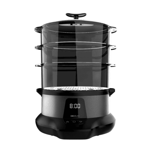 Cecotec Vaporizador elétrico de 1000 W, com 3 recipientes, tigela para arroz de 1 l e tempo ajustável.