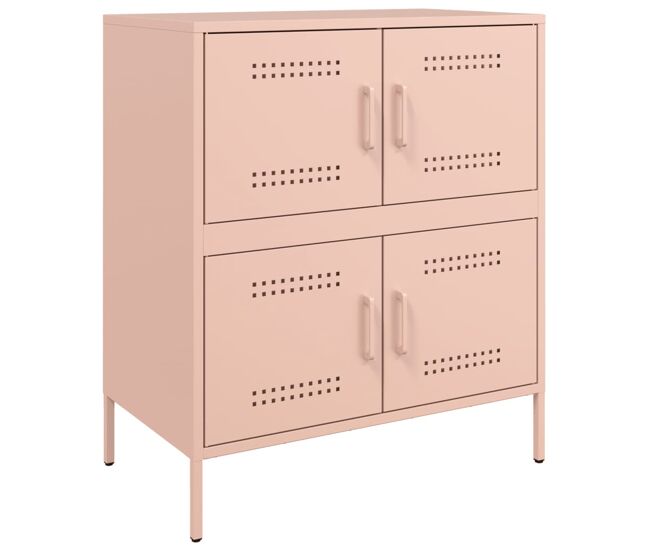 Vidaxl aparador de acero rosa 68x39x79 cm