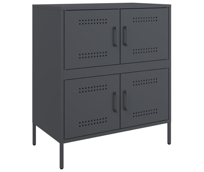 Vidaxl aparador de acero gris antracita 68x39x79 cm