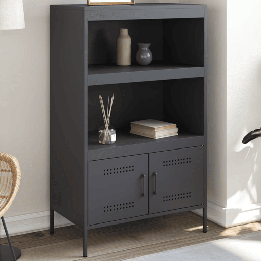 vidaXL Aparador alto 68x39x113 cm aço antracite vidaXL Aparador alto 68x39x113 cm aço antracite