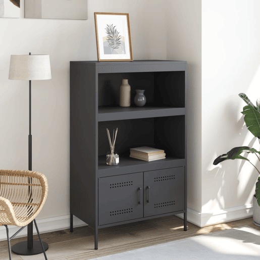 vidaXL Aparador alto 68x39x113 cm aço antracite vidaXL Aparador alto 68x39x113 cm aço antracite