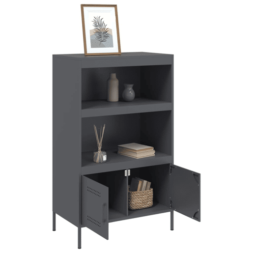 vidaXL Aparador alto 68x39x113 cm aço antracite vidaXL Aparador alto 68x39x113 cm aço antracite