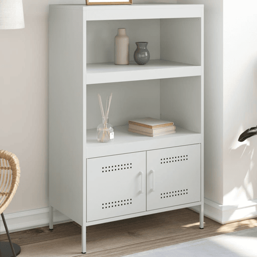 vidaXL Aparador alto 68x39x113 cm aço branco vidaXL Aparador alto 68x39x113 cm aço branco