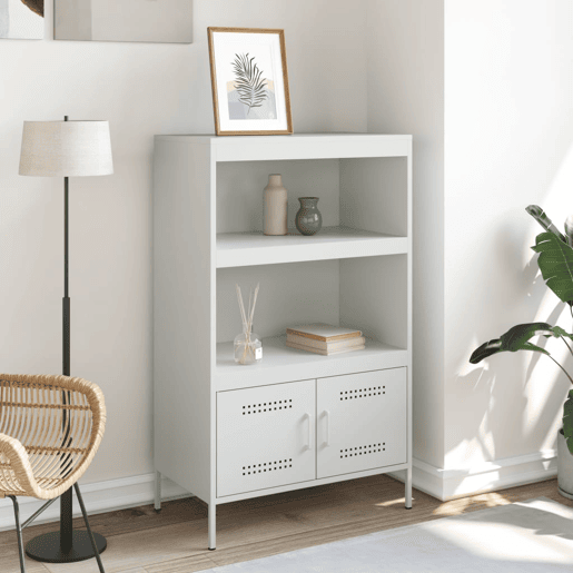 vidaXL Aparador alto 68x39x113 cm aço branco vidaXL Aparador alto 68x39x113 cm aço branco