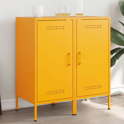 vidaXL Aparadores 2 pcs 36x39x79 cm aço amarelo mostarda