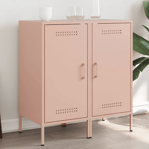vidaXL Aparadores 2 pcs 36x39x79 cm aço rosa
