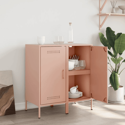 vidaXL Aparadores 2 pcs 36x39x79 cm aço rosa