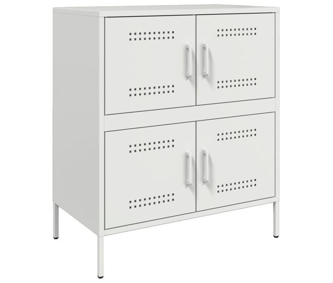 Vidaxl aparador de acero blanco 68x39x79 cm