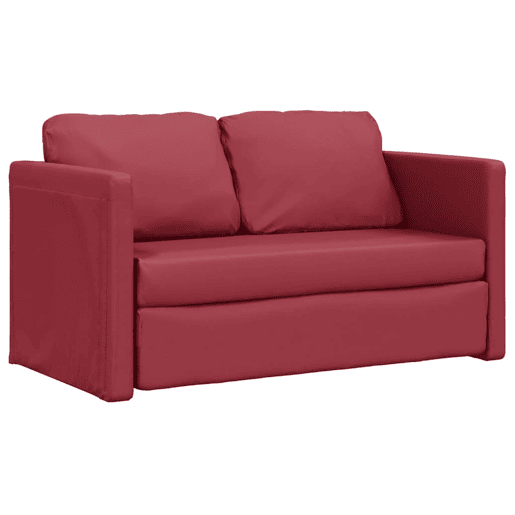 vidaXL Sofá-cama sem pés 112x174x55 cm couro artificial vermelho tinto