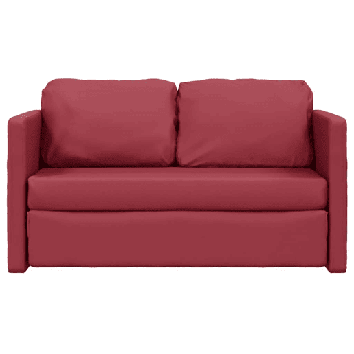 vidaXL Sofá-cama sem pés 112x174x55 cm couro artificial vermelho tinto