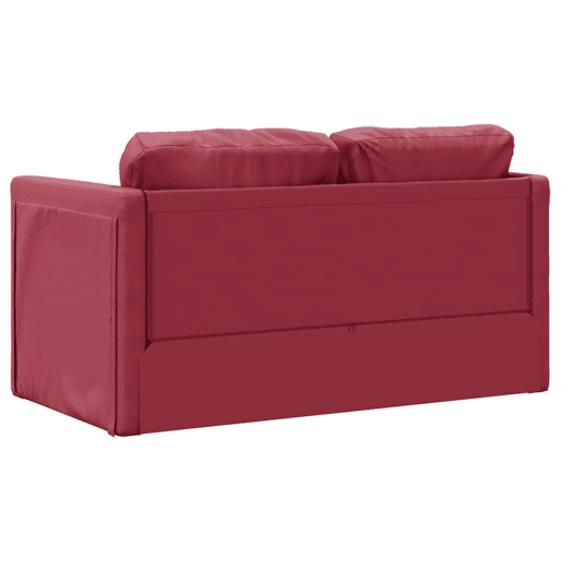 vidaXL Sofá-cama sem pés 112x174x55 cm couro artificial vermelho tinto