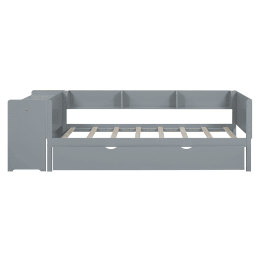 Cama individual 90x200 cm com cama de rodízio - com secretária lateral - Cinzento