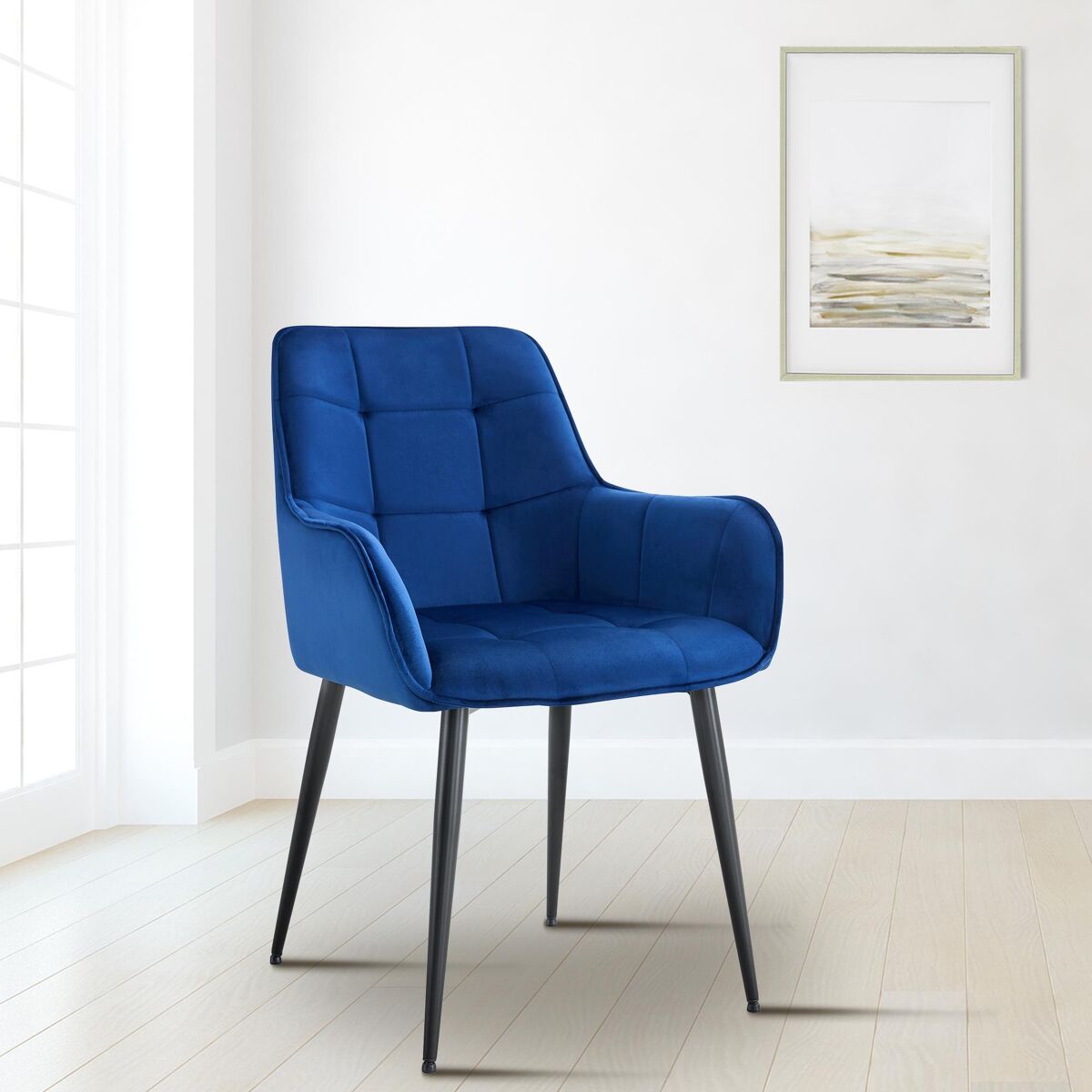 funda de terciopelo para silla de comedor ferndale azul oscuro 62x58x86 cm