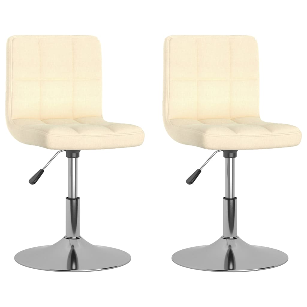 Vidaxl sillas de comedor giratorias 2 unidades tela color crema