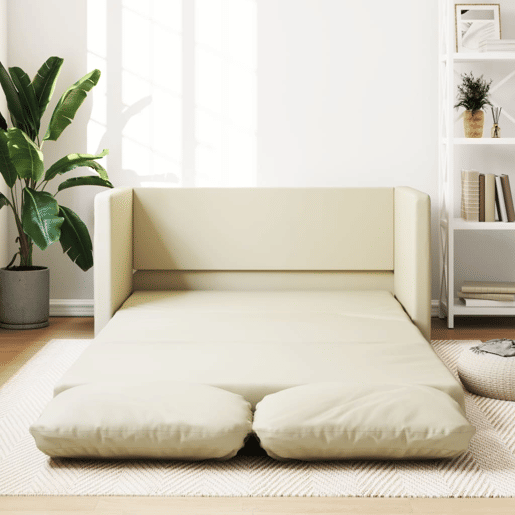vidaXL Sofá-cama sem pés 112x174x55 cm couro artificial cor creme vidaXL Sofá-cama sem pés 112x174x55 cm couro artificial cor creme