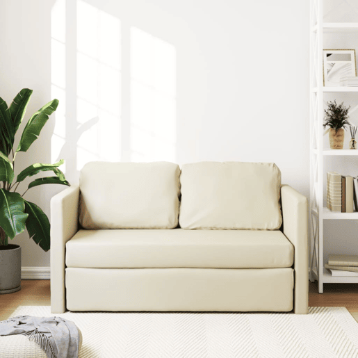 vidaXL Sofá-cama sem pés 112x174x55 cm couro artificial cor creme vidaXL Sofá-cama sem pés 112x174x55 cm couro artificial cor creme
