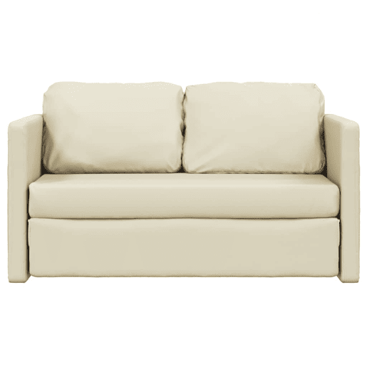 vidaXL Sofá-cama sem pés 112x174x55 cm couro artificial cor creme vidaXL Sofá-cama sem pés 112x174x55 cm couro artificial cor creme
