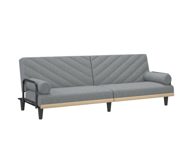 Vidaxl sofá cama con reposabrazos tela gris claro