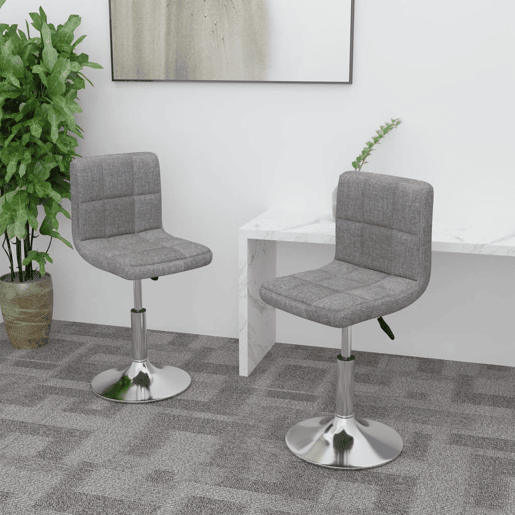 vidaXL Cadeiras de jantar giratórias 2 pcs tecido cinzento-claro