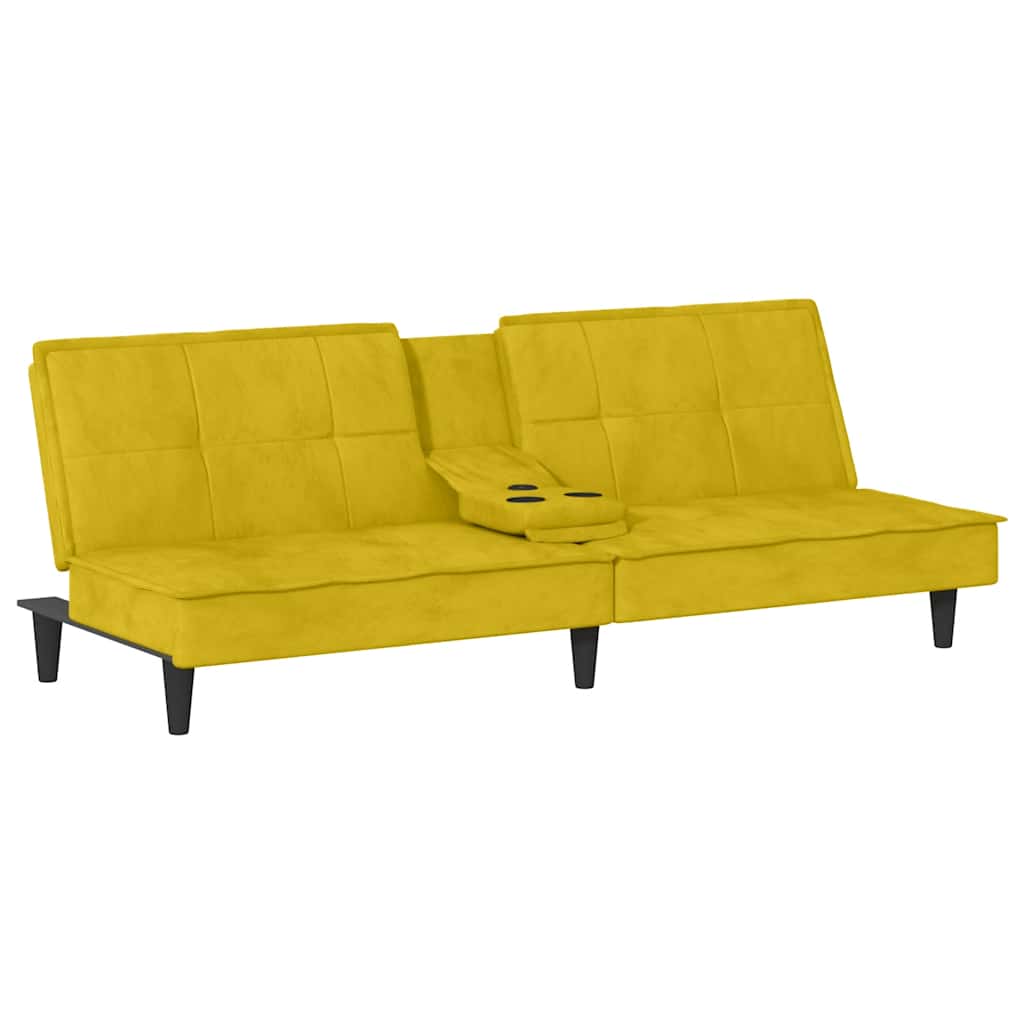 Vidaxl sofá cama con portavasos terciopelo amarillo