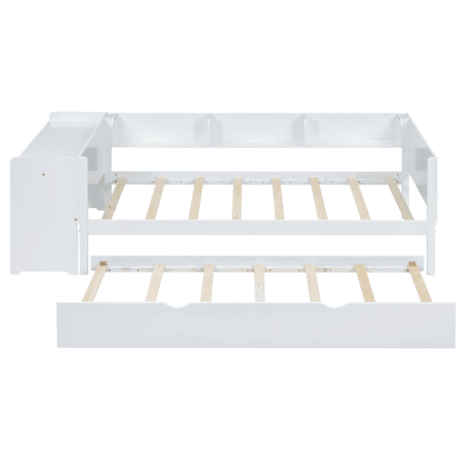 Cama individual 90x200 cm com cama com gavetão - com secretária lateral - Branco