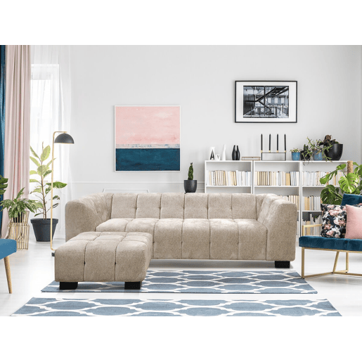 Sofá reto de design em tecido chenille 3 lugares Foch - Bege