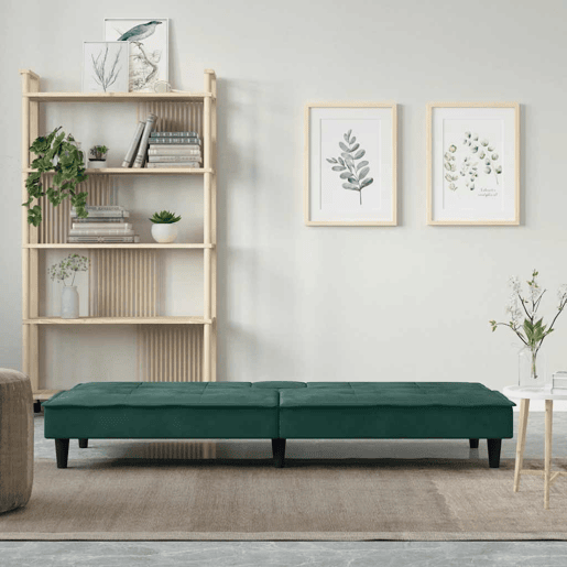 vidaXL Sofá-cama com suportes para copos veludo verde-escuro vidaXL Sofá-cama com suportes para copos veludo verde-escuro