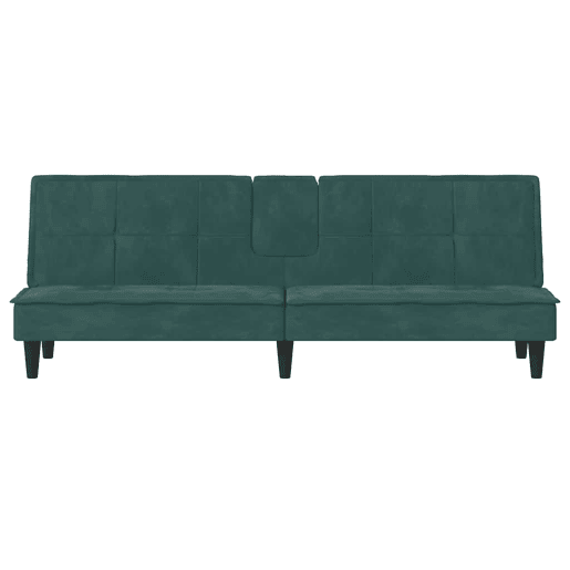 vidaXL Sofá-cama com suportes para copos veludo verde-escuro vidaXL Sofá-cama com suportes para copos veludo verde-escuro