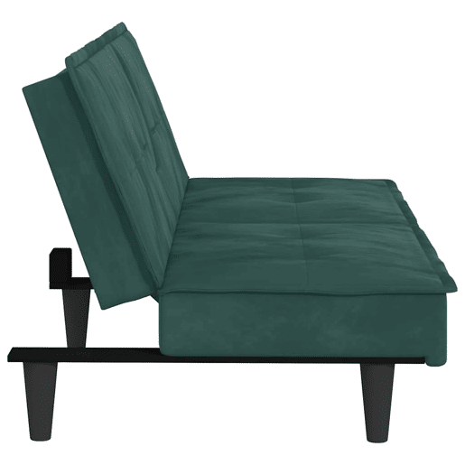 vidaXL Sofá-cama com suportes para copos veludo verde-escuro vidaXL Sofá-cama com suportes para copos veludo verde-escuro