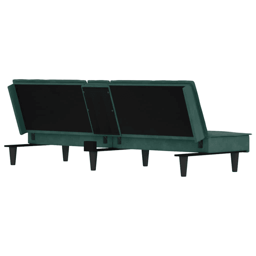 vidaXL Sofá-cama com suportes para copos veludo verde-escuro vidaXL Sofá-cama com suportes para copos veludo verde-escuro
