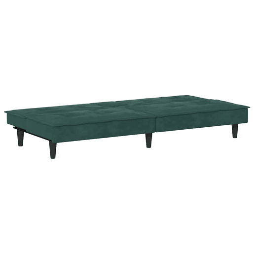 vidaXL Sofá-cama com suportes para copos veludo verde-escuro vidaXL Sofá-cama com suportes para copos veludo verde-escuro