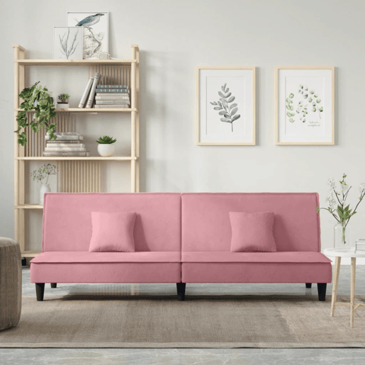 vidaXL Sofá-cama veludo rosa