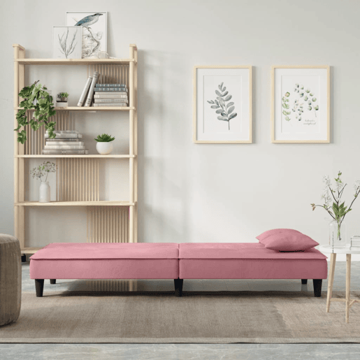 vidaXL Sofá-cama veludo rosa