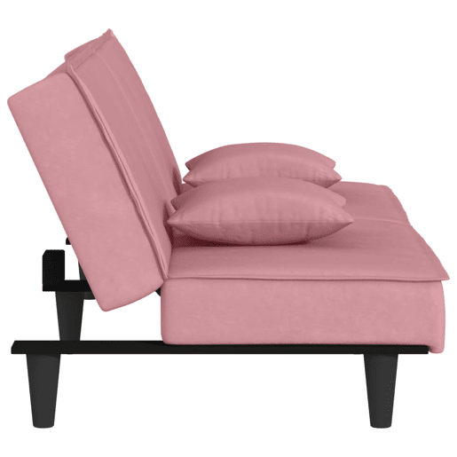 vidaXL Sofá-cama veludo rosa