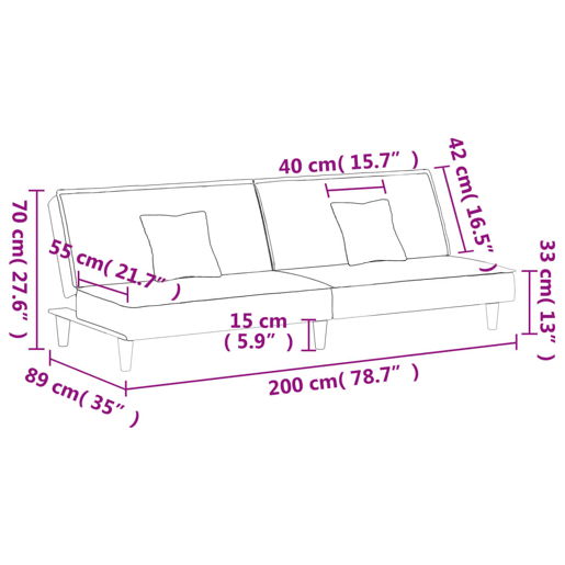 vidaXL Sofá-cama veludo rosa