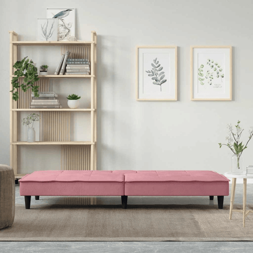 vidaXL Sofá-cama com suporte para copos veludo rosa vidaXL Sofá-cama com suporte para copos veludo rosa