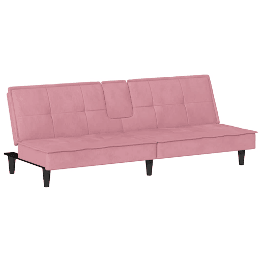 vidaXL Sofá-cama com suporte para copos veludo rosa vidaXL Sofá-cama com suporte para copos veludo rosa