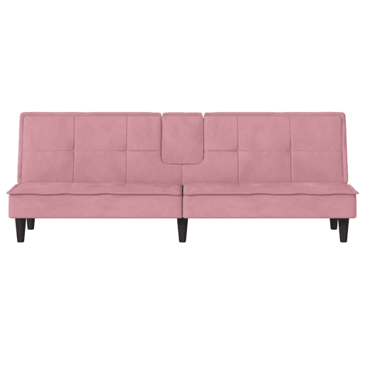 vidaXL Sofá-cama com suporte para copos veludo rosa vidaXL Sofá-cama com suporte para copos veludo rosa
