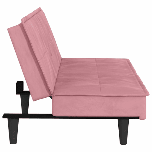 vidaXL Sofá-cama com suporte para copos veludo rosa vidaXL Sofá-cama com suporte para copos veludo rosa