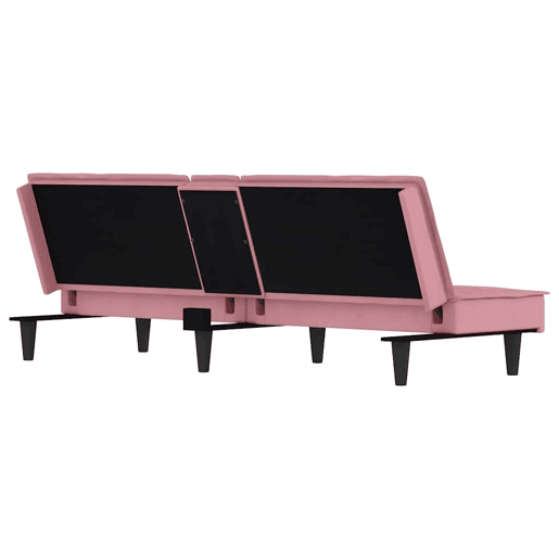 vidaXL Sofá-cama com suporte para copos veludo rosa vidaXL Sofá-cama com suporte para copos veludo rosa