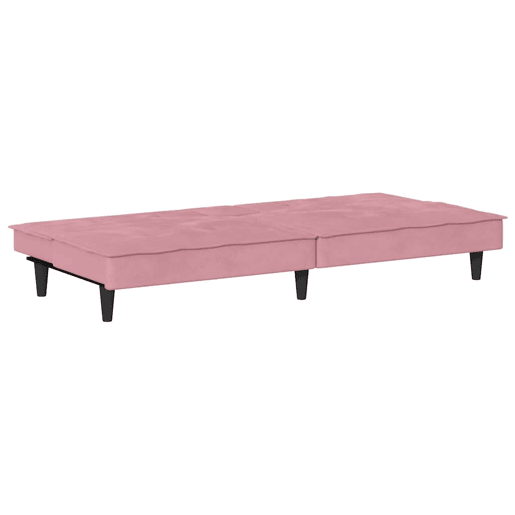 vidaXL Sofá-cama com suporte para copos veludo rosa vidaXL Sofá-cama com suporte para copos veludo rosa